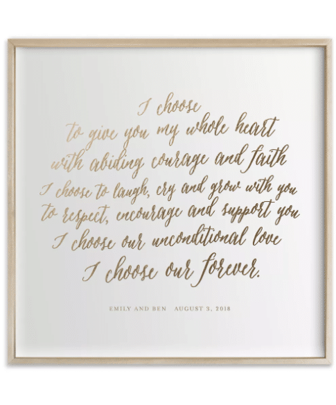 Calligraphed Wedding Vows