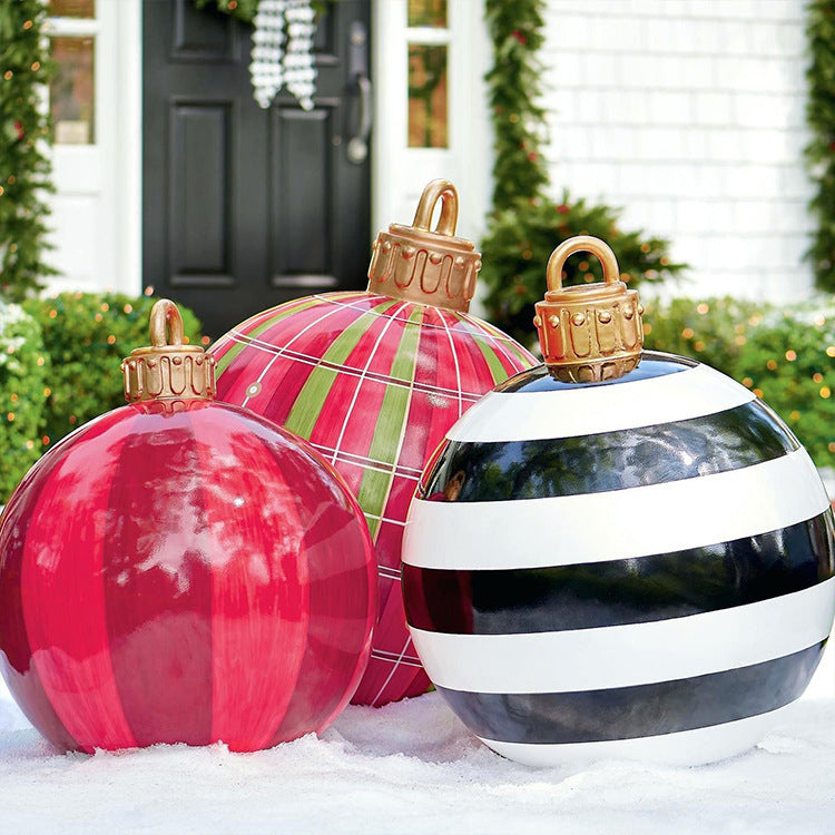 60cm PVC Inflatable Christmas Ornament Ball - Outdoor Giant Xmas Tree Decoration