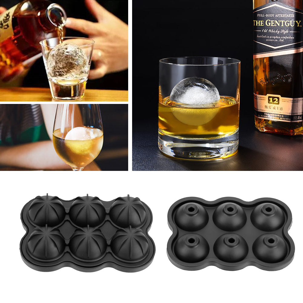 Large Silicone Ice Ball Maker Mold – 6 Cavity Big Sphere Ice Cube Tray for Whiskey, Cocktails & Bar Kitchen Accessories