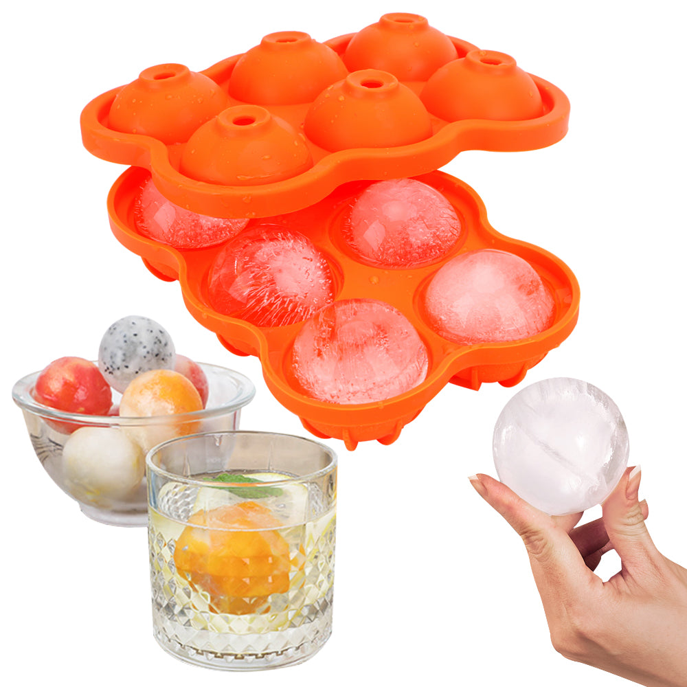 Large Silicone Ice Ball Maker Mold – 6 Cavity Big Sphere Ice Cube Tray for Whiskey, Cocktails & Bar Kitchen Accessories