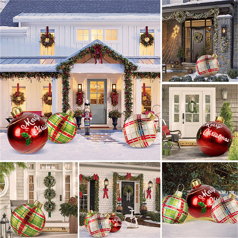60cm PVC Inflatable Christmas Ornament Ball - Outdoor Giant Xmas Tree Decoration