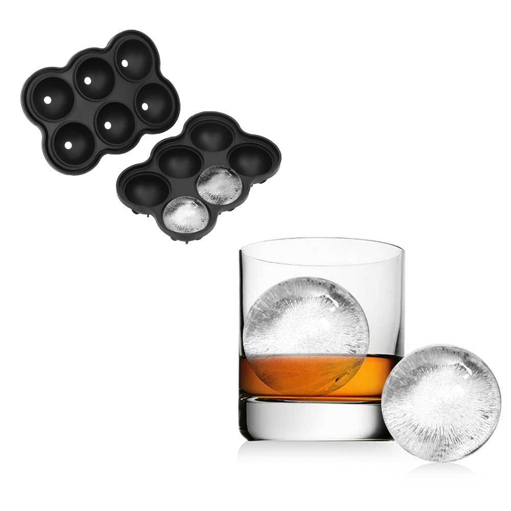 Large Silicone Ice Ball Maker Mold – 6 Cavity Big Sphere Ice Cube Tray for Whiskey, Cocktails & Bar Kitchen Accessories