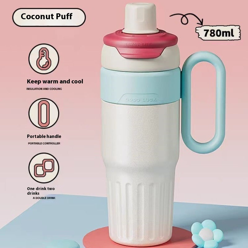 780ml Gradient Stainless Steel Thermal Cup – Double Wall Coffee Thermos with Lid & Straw Unisex