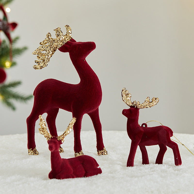 Christmas Sequined Flocking Elk Decoration