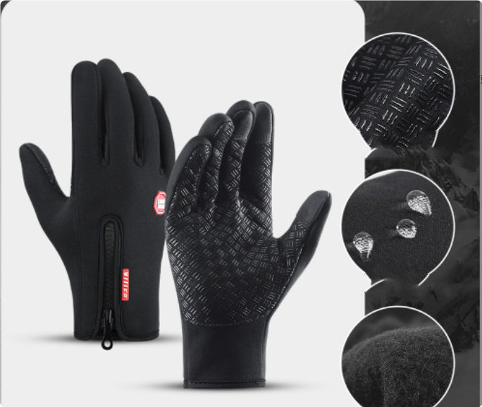 Winter Touchscreen Motorcycle Gloves – Waterproof Fleece