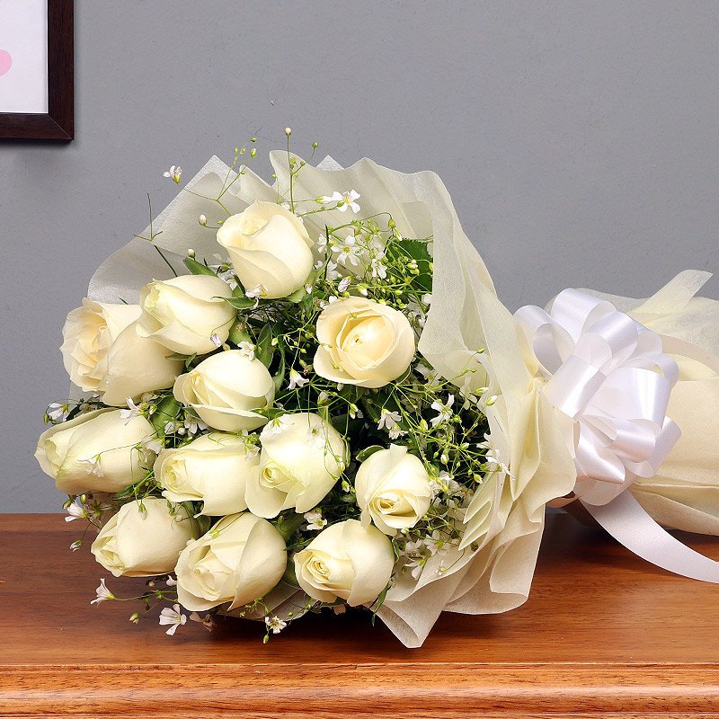 Peaceful White Roses Bouquet | Same Day Gifts Delivery in Laxmi Nagar