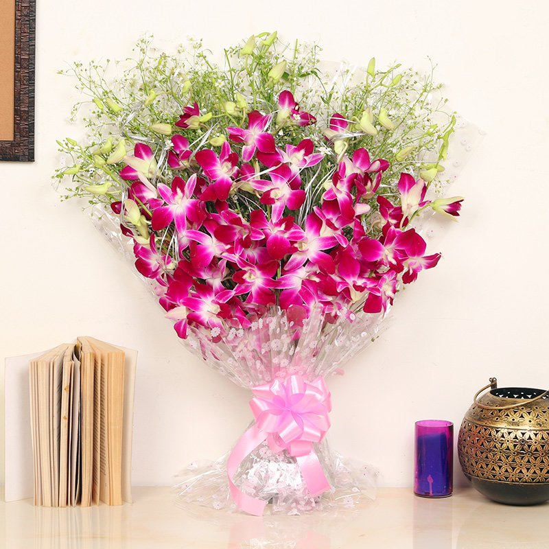 Purple Orchid Bouquet | Same Day Gifts Delivery in Laxmi Nagar , Delhi-India